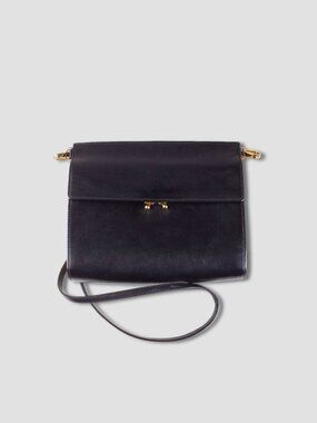 MARNI TRUNK BAG BLACK LEATHER CROSSBODY BAG MEDIUM